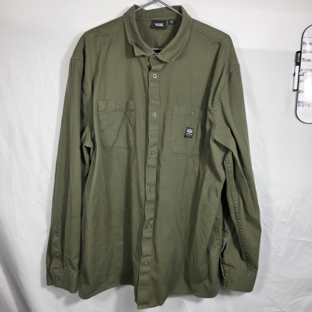 Vans Button Down Shirt Mens XXL Olive Green Excellent Long Sleeve VN000DTMKCZ